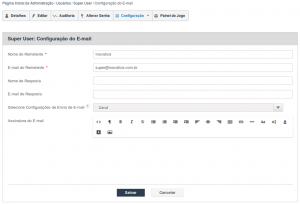 Configuração do E-mail do Usuário