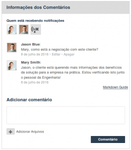 Informações dos Comentários