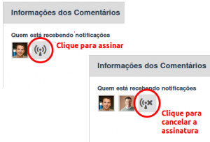 Assinar ou cancelar a assinatura de um comentário