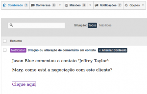 Notificação de novo comentário