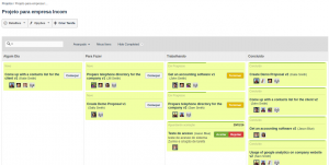 Visão completa do painel Kanban