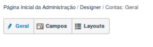 Opções de cada módulo na ferramenta de Designer
