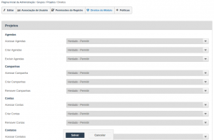 Configuiração dos Direitos do Módulo no Inovatize Zurmo CRM