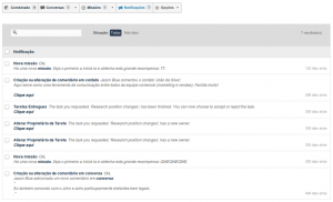 Caixa de entrada de notificações do Zurmo CRM