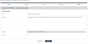 Assistente para criação de Workflow - Salvar Workflow