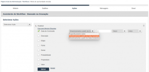 Assistente para criação de Workflow - Selecionar Ações