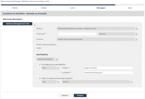 Assistente para criação de Workflow - Selecionar mensagem