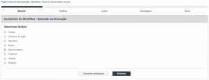 Assistente para criação de Workflow - Selecionar Módulo