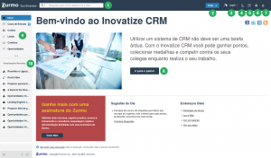 Tela de boas vindas do Inovatize Zurmo CRM