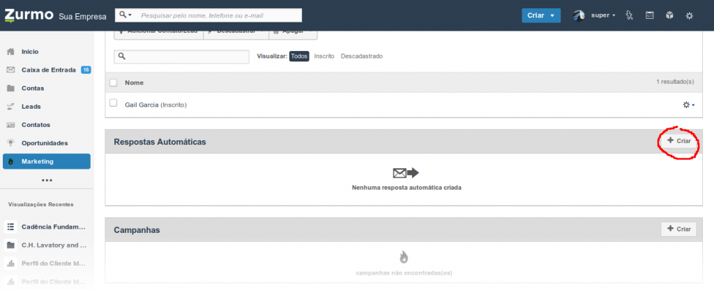 Criando as respostas automáticas para o fluxo de cadência no Inovatize Zurmo CRM